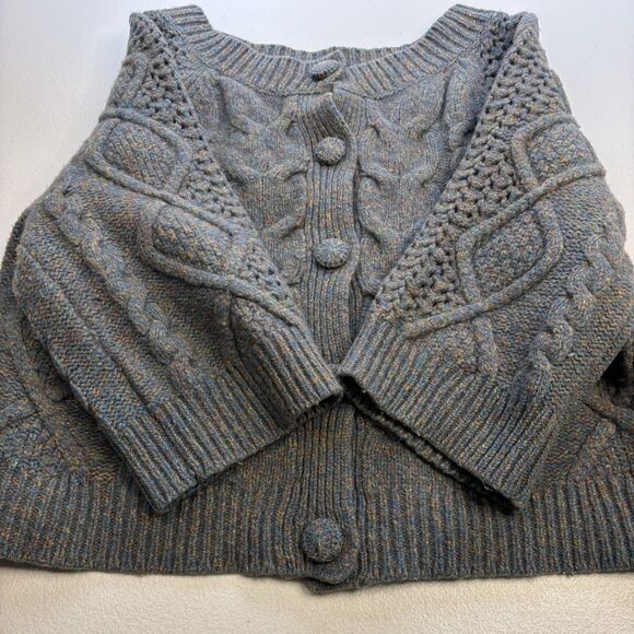 Anthropologie Far Away From Close Cardigan Women's  S Wool Blend Cable Knit Blue - Picture 5 of 15